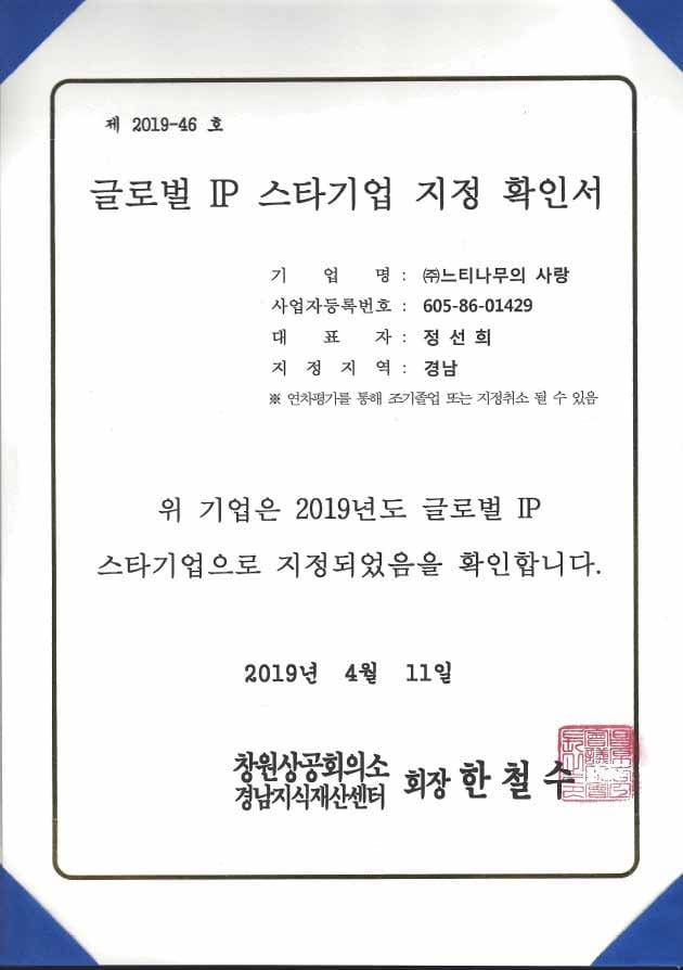 글로벌 IP 스타기업 지정 확인서